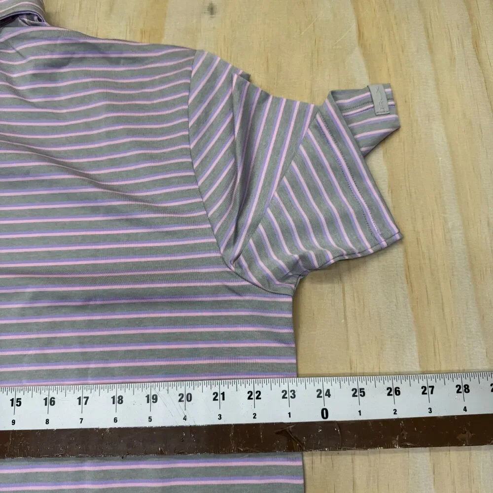 NEW Ralph Lauren RLX  Golf Polo Shirt Mens LG Striped Pink Gray Purple